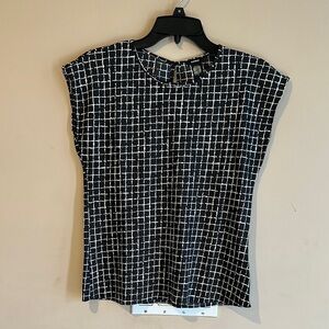 Express Black and White Cap Sleeve Boxy Blouse